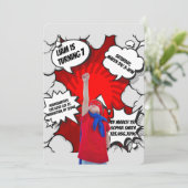 Boys Superhelden Comic Foto Geburtstags 招待状 (スタンド正面)