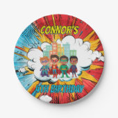 Boys Superhero Birthday Party Paper Plate ペーパープレート (正面)