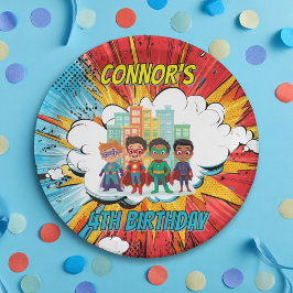Boys Superhero Birthday Party Paper Plate ペーパープレート