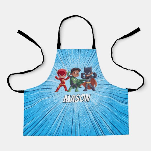 Boys Superhero Custom Name Apron Personalised エプロン (正面)