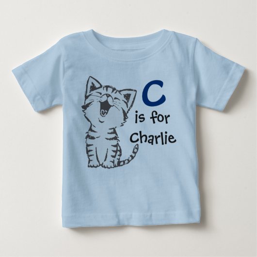 Boys Tee Cは可愛い猫とチャーリーのためだ ベビーTシャツ (正面)