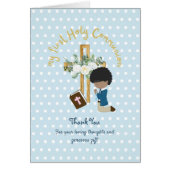BOY'S Thank You Holy Communion Card - Black Hair (正面)