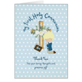 BOY'S Thank You Holy Communion Card - Blonde (正面)