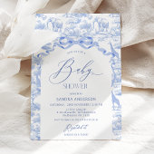 Boys Toile De Jouy Blue Baby Shower Invitation 招待状