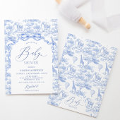 Boys Toile De Jouy Blue Baby Shower Invitation 招待状