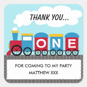 Boys Train 1st Birthdayステッカー スクエアシール