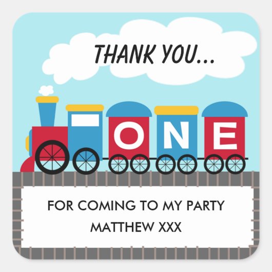 Boys Train 1st Birthdayステッカー スクエアシール (正面)