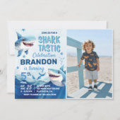 Boys Under the Sea海サメ第5誕生日写真 招待状 (正面)