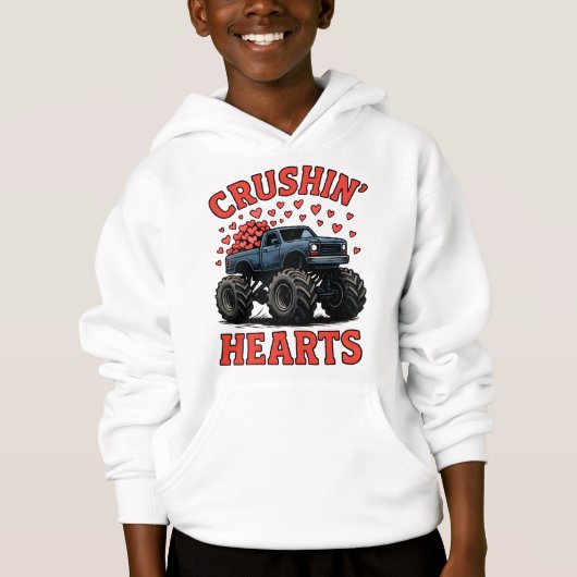 Boys Valentine Cute Monster Truck “Crushin’ Hearts (正面)
