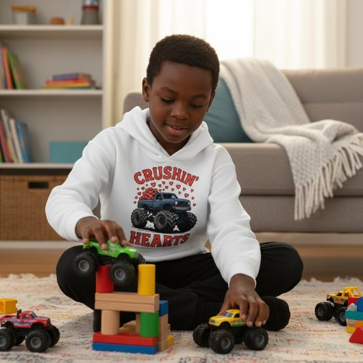 Boys Valentine Cute Monster Truck “Crushin’ Hearts
