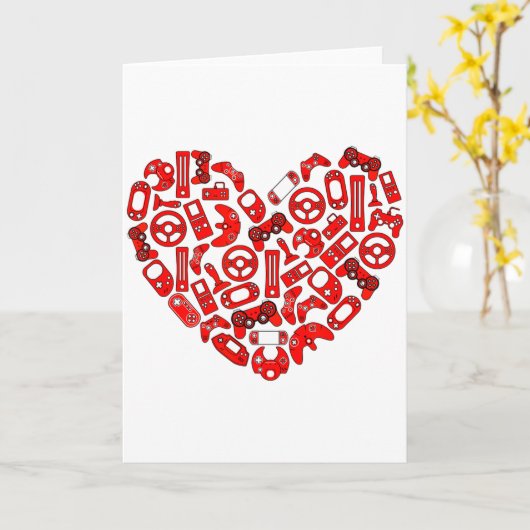 Boys Valentines Day Gaming Video Gamer Controller  カード (黄色い花)