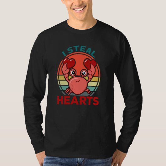 Boys Valentines Day Kids Crab I Steal Hearts Tシャツ (正面)