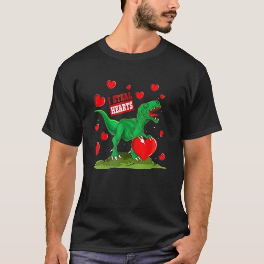 Boys Valentines Day Kids Dinosaur T Rex Lover I St Tシャツ (正面)
