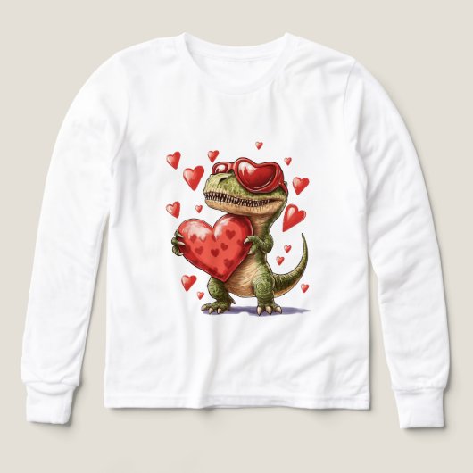 Boys Valentine's Day T-Rex Long Sleeve  (デザイン正面)
