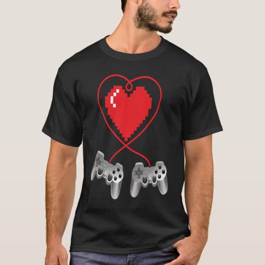 Boys Valentines Day Video Game Controller Heart Ga Tシャツ (正面)