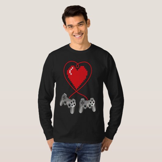 Boys Valentines Day Video Game Controller Heart Ga Tシャツ (正面フル)