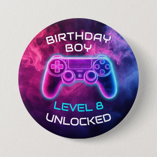 Boys Video Gamingレベルのロック解除誕生日 缶バッジ (正面)