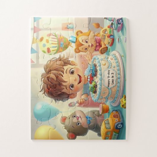 Boy's Whimsical Birthday Party & Cars ジグソーパズル (縦)