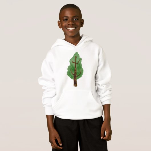 Boys White Pine Tree Nature Hoodie - Cool Forest (正面フル)