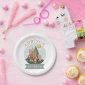 Boys Woodland Forest Camping Bears Birthday  ペーパープレート (パーティー)