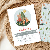 Boys WoodlandOne Happy Camper Bear 1st Birthday 招待状