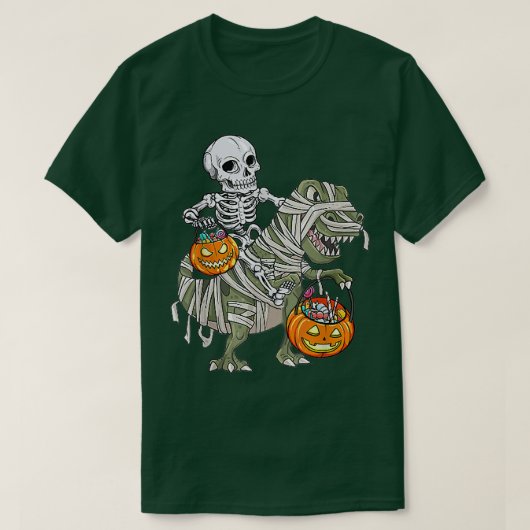 BoysDinosale Skeleton TレックスS用ハロウィンシャツ Tシャツ (デザイン正面)