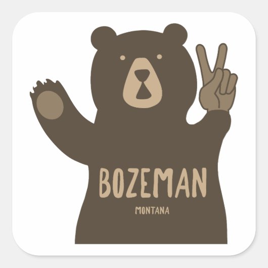 Bozeman Montana Peace Bear スクエアシール (正面)