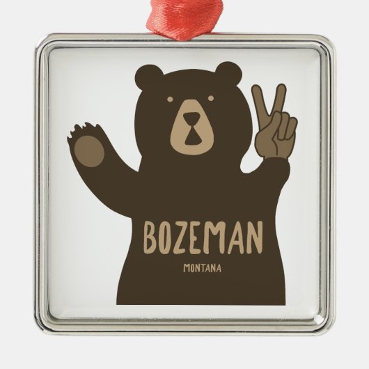 Bozeman Montana Peace Bear メタルオーナメント (正面)