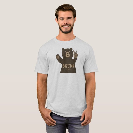 Bozeman Montana Peace Bear Tシャツ (正面フル)