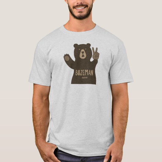Bozeman Montana Peace Bear Tシャツ (正面)