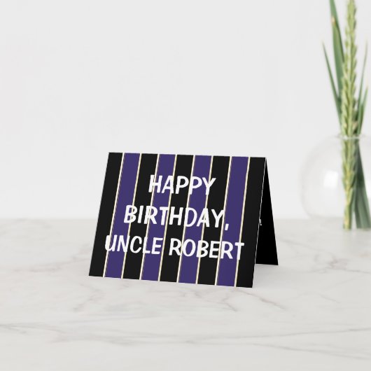 BPハッピーバースデーの叔父さんは縞で飾ります カード (正面)