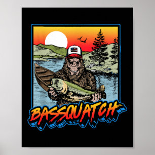 Bquatch! ビッグフット フィッシング サスカッチ レトロ 80年代 釣り ポスター