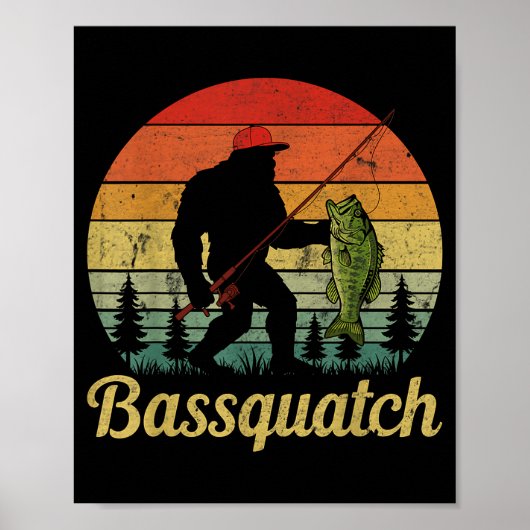 Bquatch B Fishing Humor Bigfoot Ufo Sasquatch ポスター (正面)