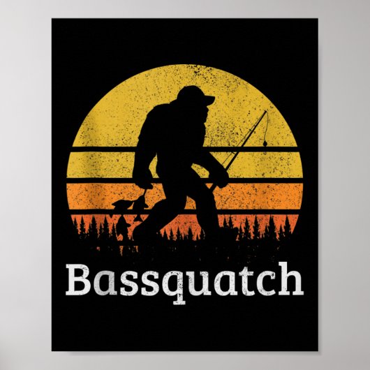 Bquatch Funny B Fishing Sasquatch Bigfoot Vintage  ポスター (正面)