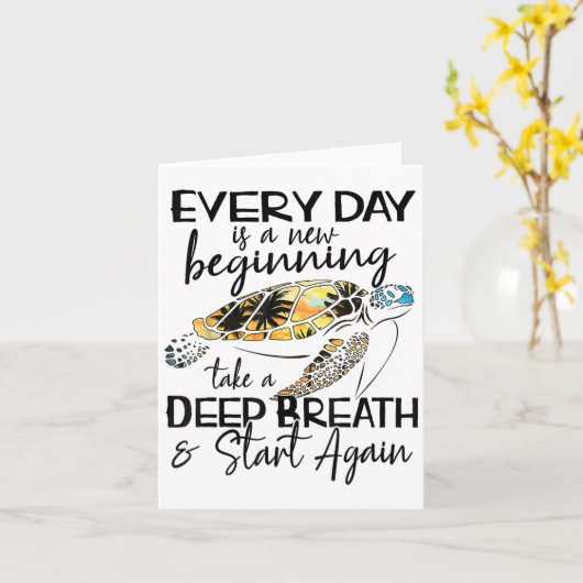 Bqwq Turtle Every Day Is A New Beginning Motivatio カード (黄色い花)