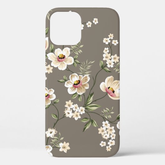 brに緑の模様葉のかわいいクリームフラワー Case-Mate iPhoneケース (裏面)