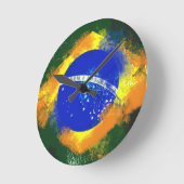 BRのブラジルのブラジル人の旗 ラウンド壁時計 (傾斜)