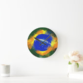 BRのブラジルのブラジル人の旗 ラウンド壁時計 (ホーム)