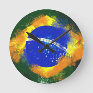 BRのブラジルのブラジル人の旗 ラウンド壁時計