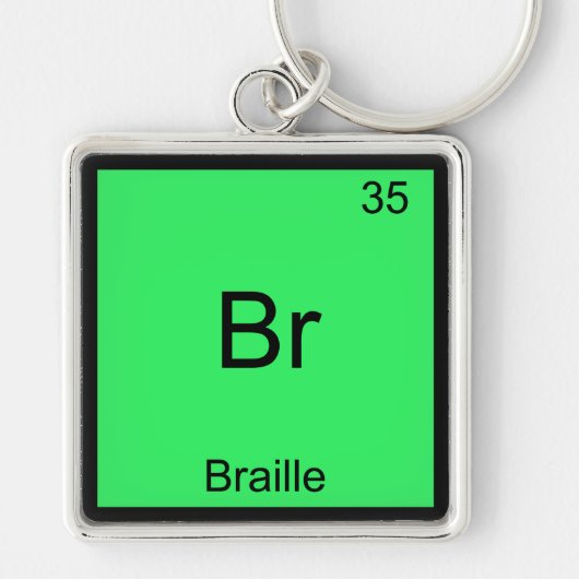 Br - ブライル点字 楽しい化学元素記号Tシャツ キーホルダー (正面)