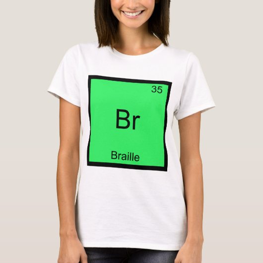 Br -点字化学素おもしろい子シンボルT型 Tシャツ (正面)