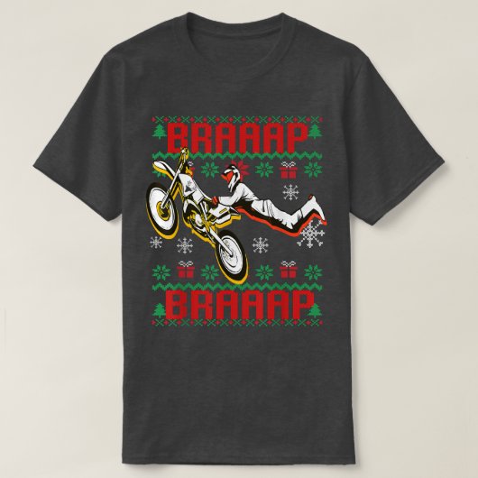 BRAAP Through The Snow Ugly Christmas Motocross Di Tシャツ (デザイン正面)