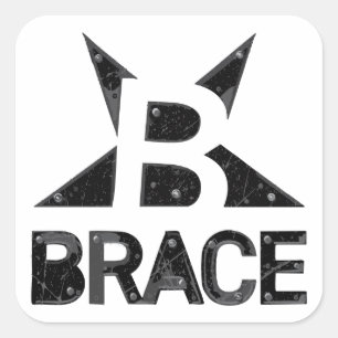 BRACEのクラシックロゴ、白の黒い文字 スクエアシール