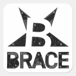 BRACEのクラシックロゴ、白の黒い文字 スクエアシール
