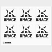 BRACEのクラシックロゴ、白の黒い文字 スクエアシール (シート)