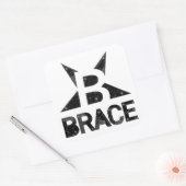 BRACEのクラシックロゴ、白の黒い文字 スクエアシール (封筒)