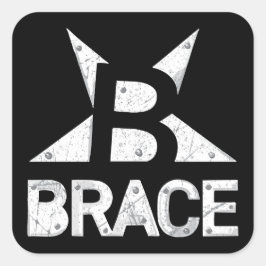 BRACEのクラシックロゴ、黒の白い文字 スクエアシール