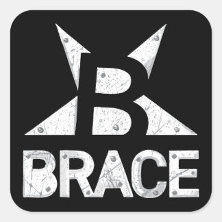 BRACEのクラシックロゴ、黒の白い文字 スクエアシール