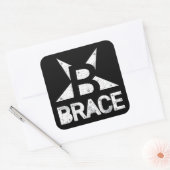 BRACEのクラシックロゴ、黒の白い文字 スクエアシール (封筒)