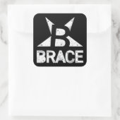 BRACEのクラシックロゴ、黒の白い文字 スクエアシール (バッグ)